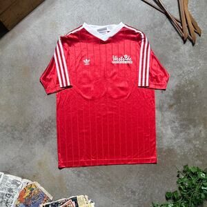 Vintage Adidas Westside Football Club Soccer Jersey Mens Medium Red White Shirt